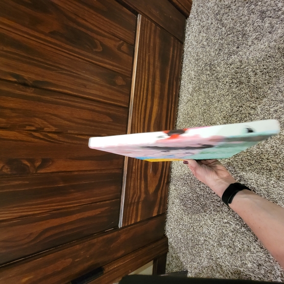 Abstract Canvas Art with Pink, Yellow, and Green Accents - Picture 5 of 10